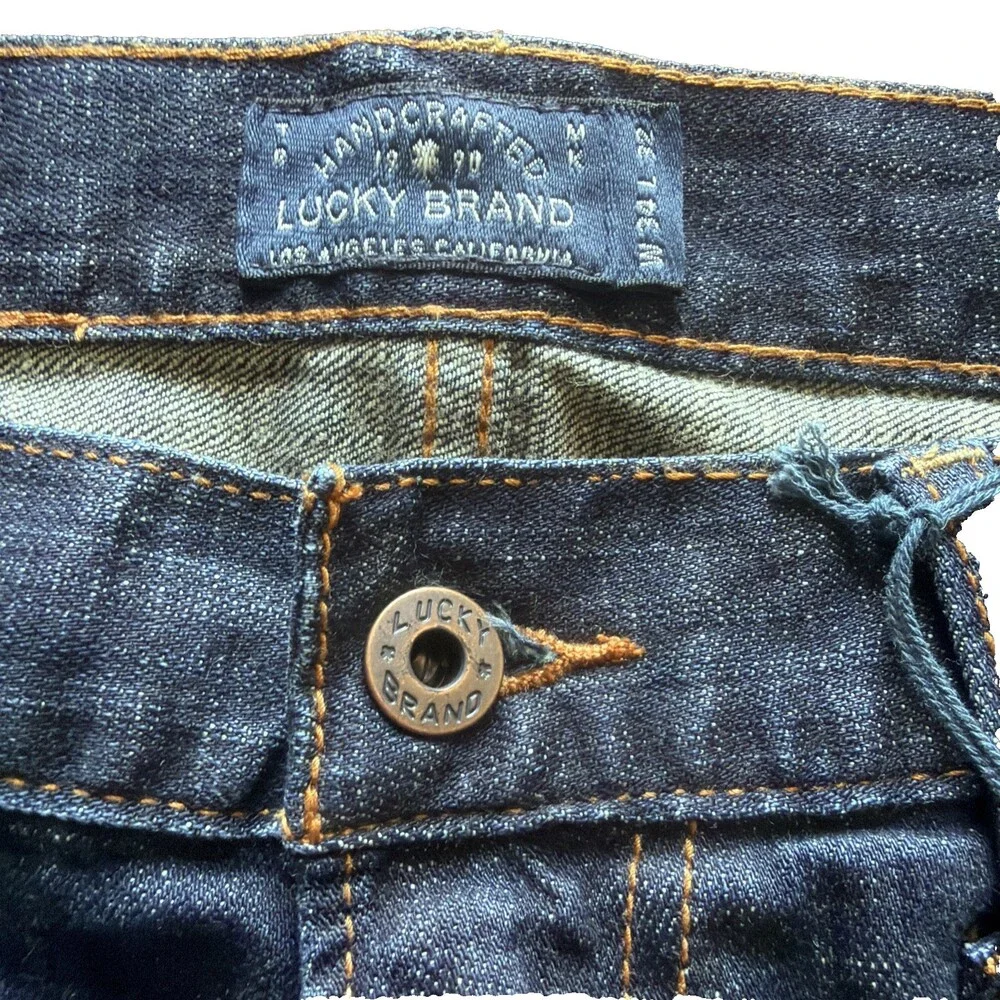 Lucky Brand 221 Original Straight Jeans Mens 34x32 Blue Dark Wash Denim Stretch